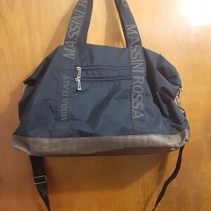 Massini Black Brown Duffel Bag Tote with Brown Accents